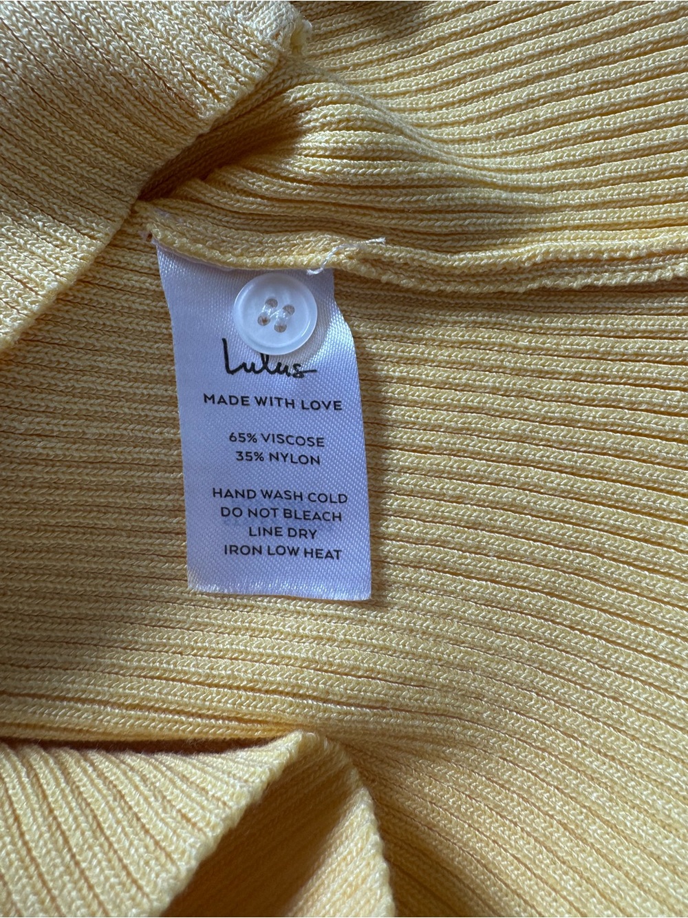 Lulu's Sunlit Ribbed Button Tank - Pale Yellow - Picture 8 of 8